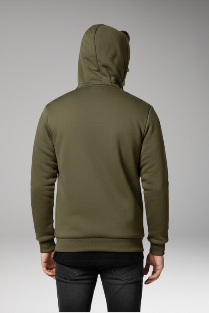 Men's Hooded Zip Jacket With Front Pockets