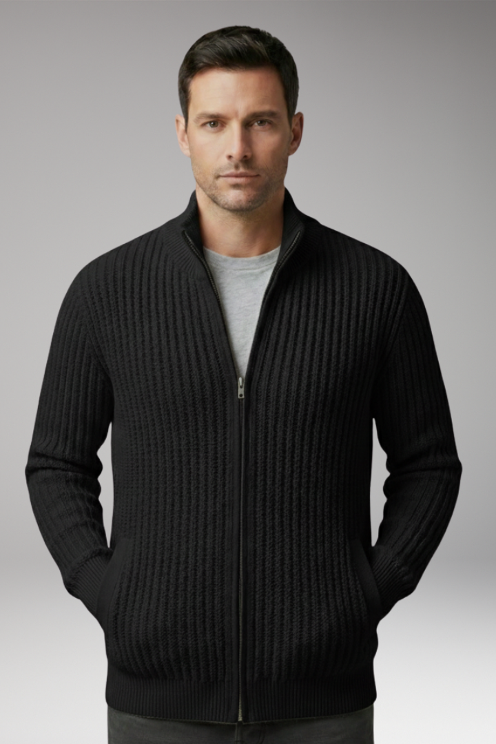 Men's Striped Knit Cardigan Sweater