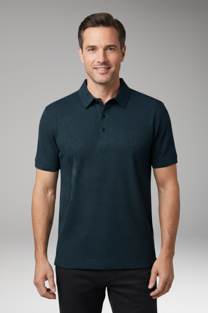 Men's Short Sleeve Polo Shirt Button Neckline