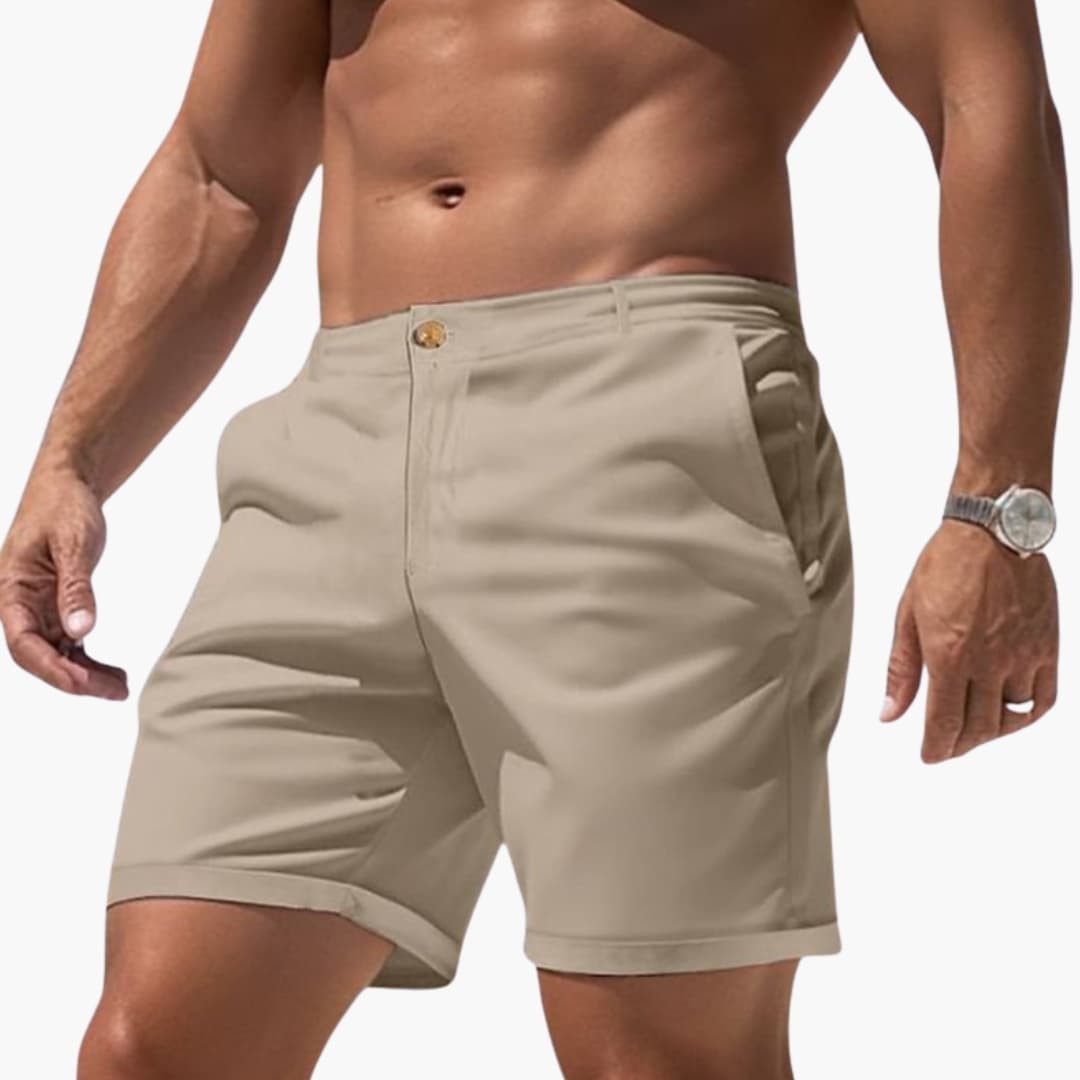 Men's Slim Shorts Zipper Closure Cuffed Hems