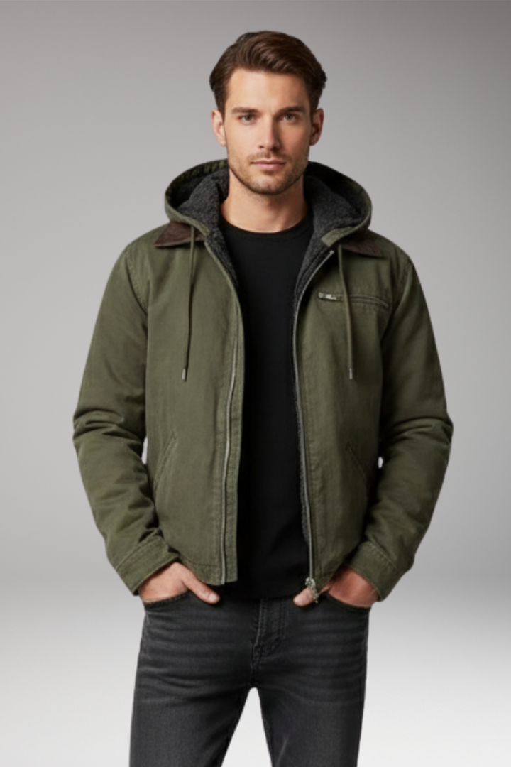 Men's Hooded Zip Jacket Front Pockets