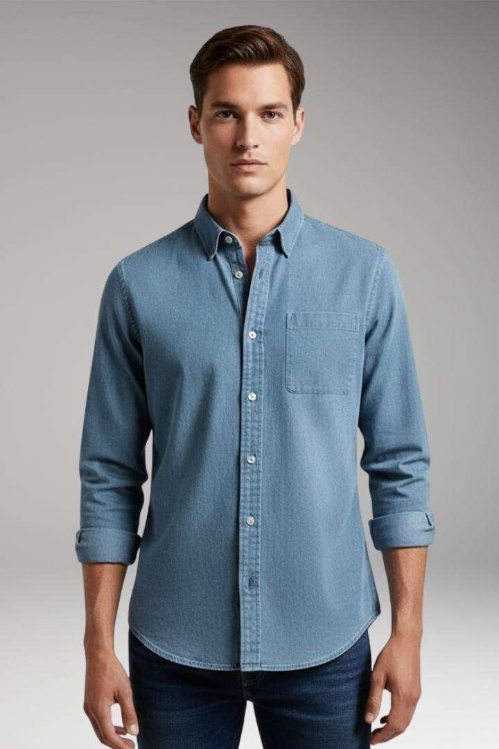 Men's Button Front Shirt Notched Collar