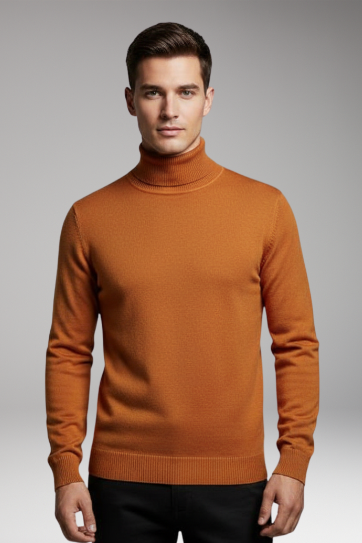 Men's Turtleneck Sweater Ribbed Knit Slim Fit