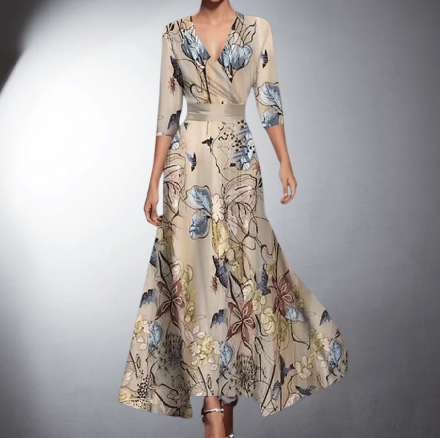 Elegant Women's Maxi Dress Floral Pattern - Vonnera