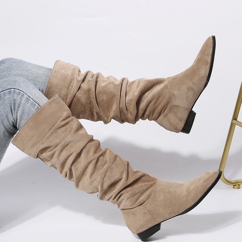 Women's Knee High Boots Pointed Toe Flat Sole Comfortable