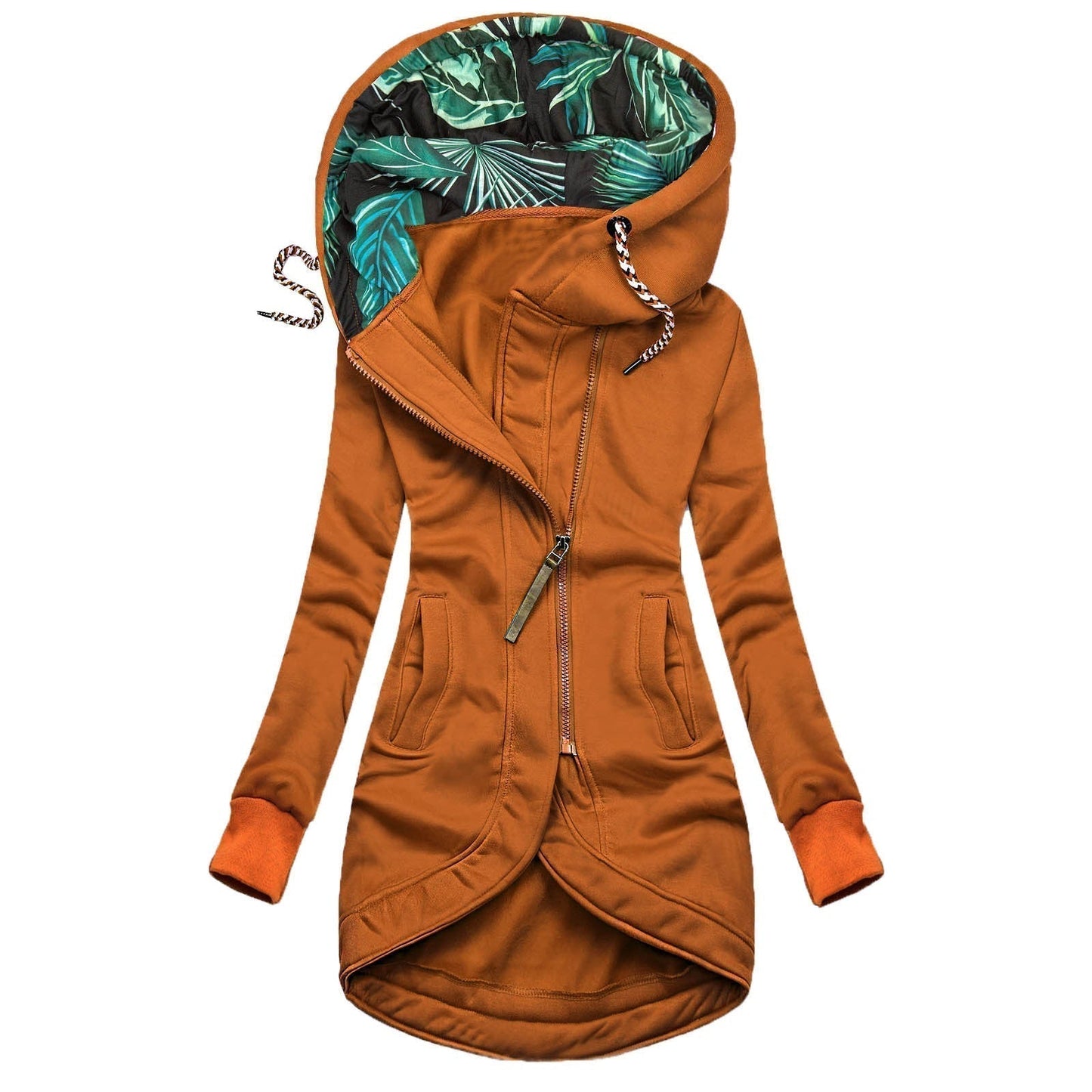 Women's Hooded Longline Zip-Up Jacket