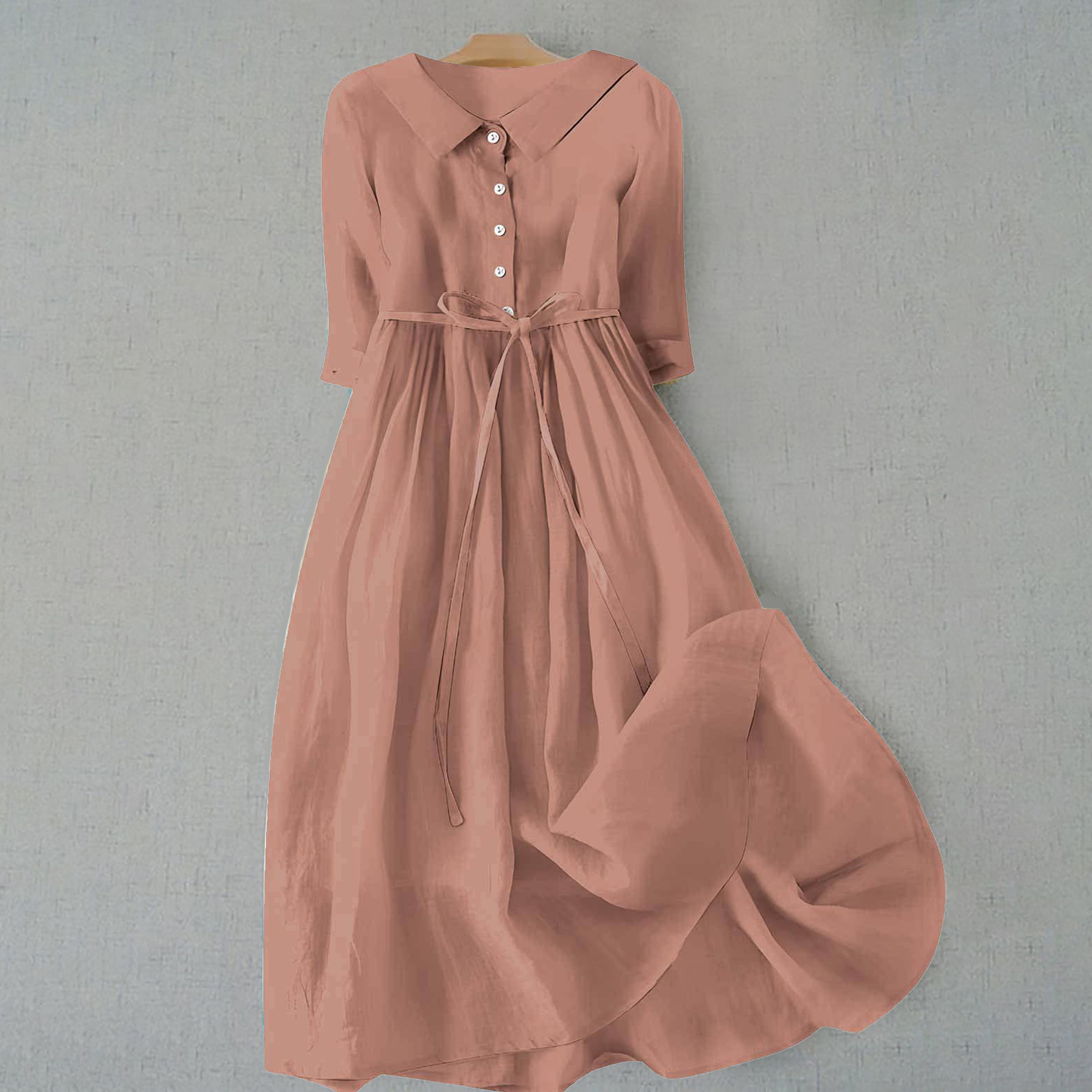 Women's Midi Dress Full Button Front Casual