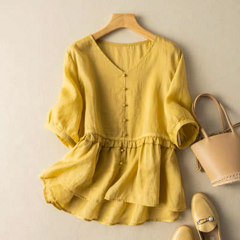 Natalie Cotton-Linen Blouse