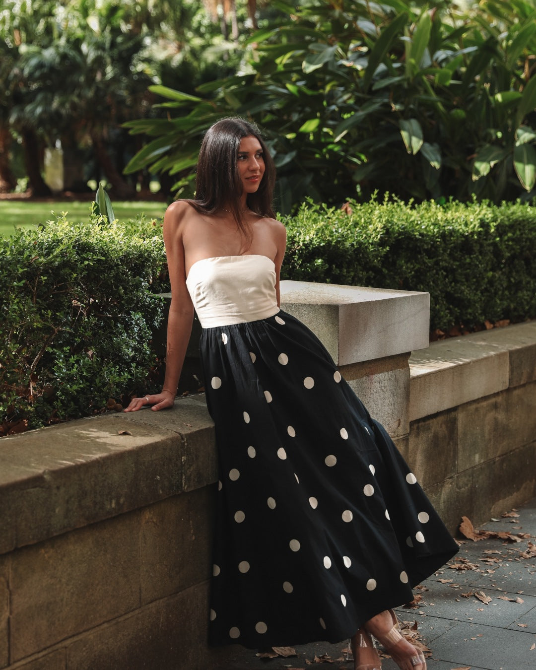 Women's Strapless Polka Dot A-Line Dress