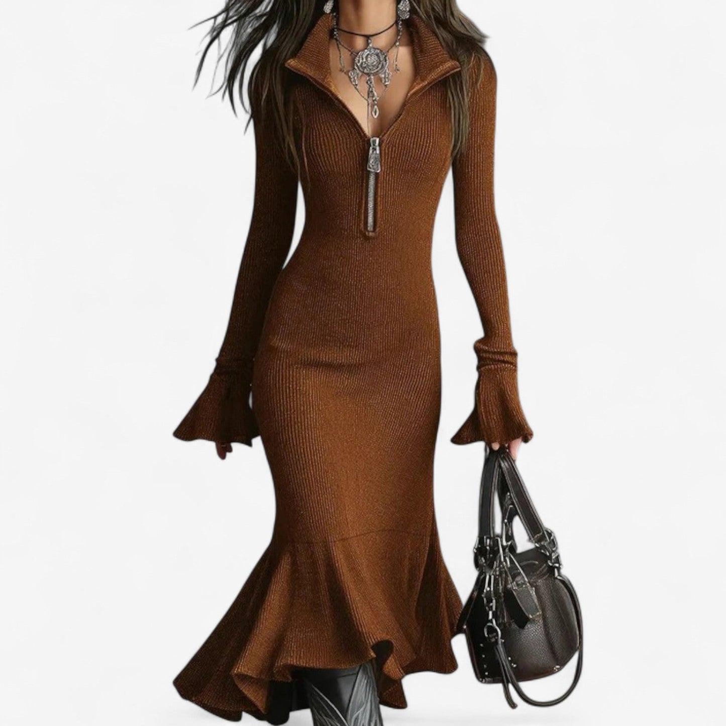Women's Zip Front Collar Dress