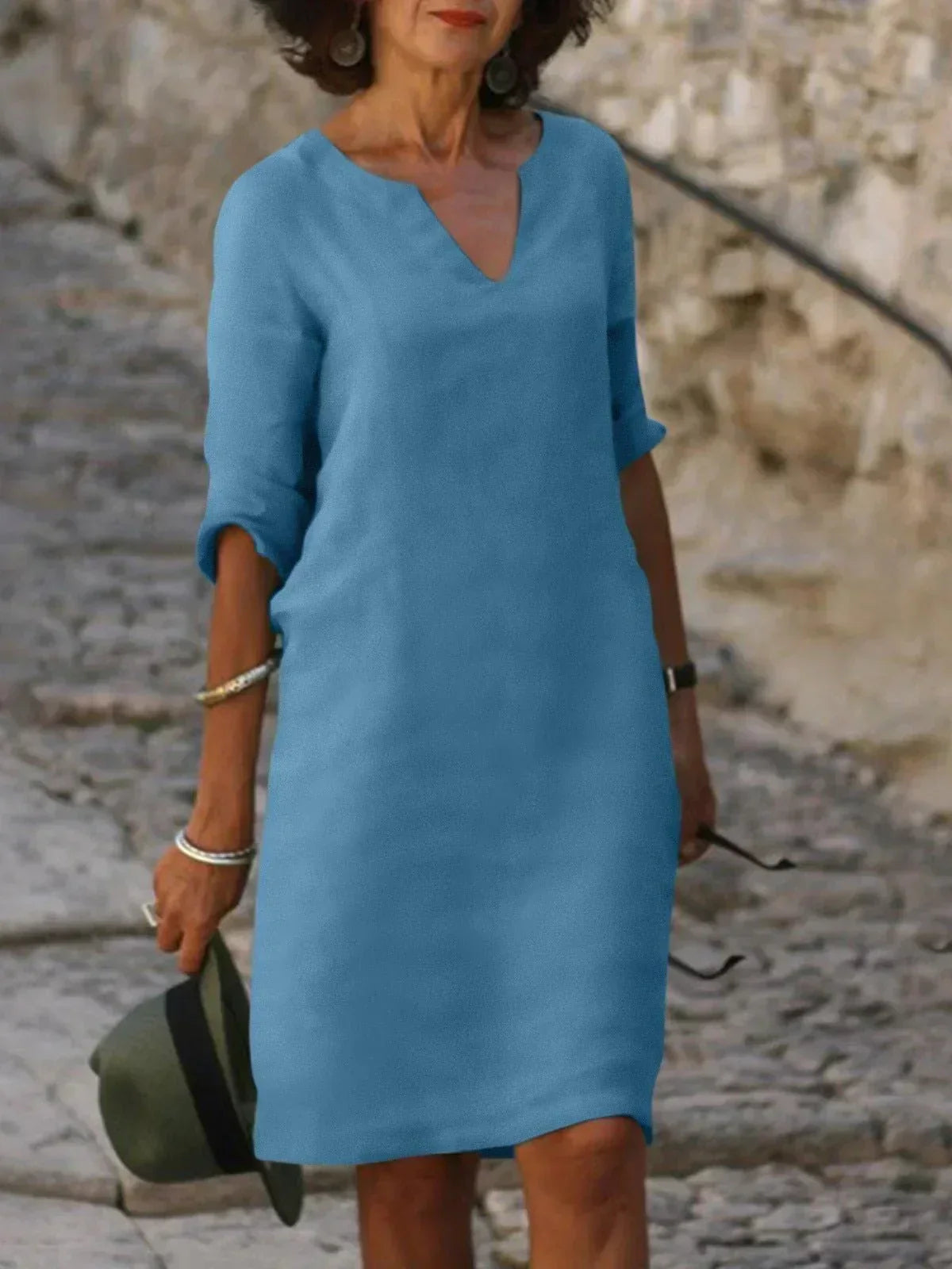 Women's Mini Dress 3/4 Sleeve Loose Fit