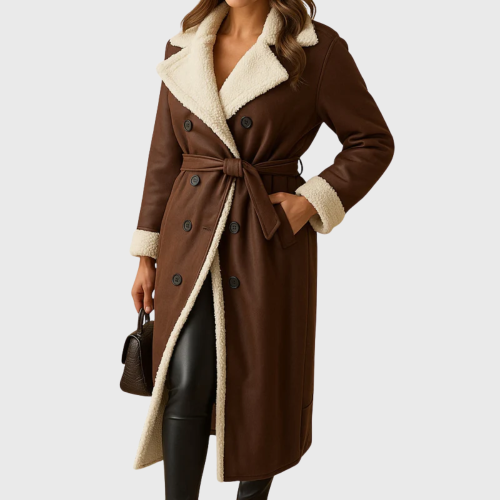 Women's Double Breasted Coat Lapel Collar