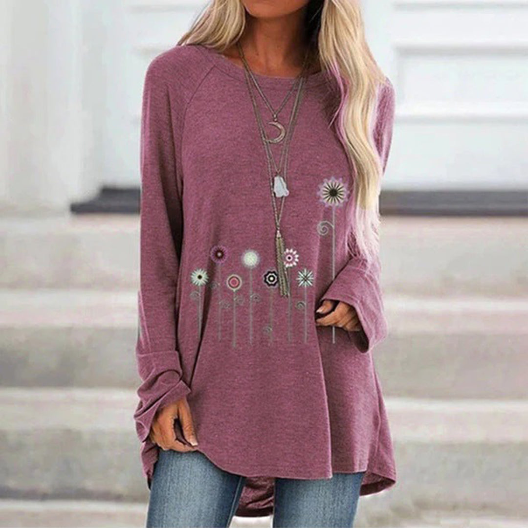 Women's Embroidered Sweatshirt Soft Floral Black