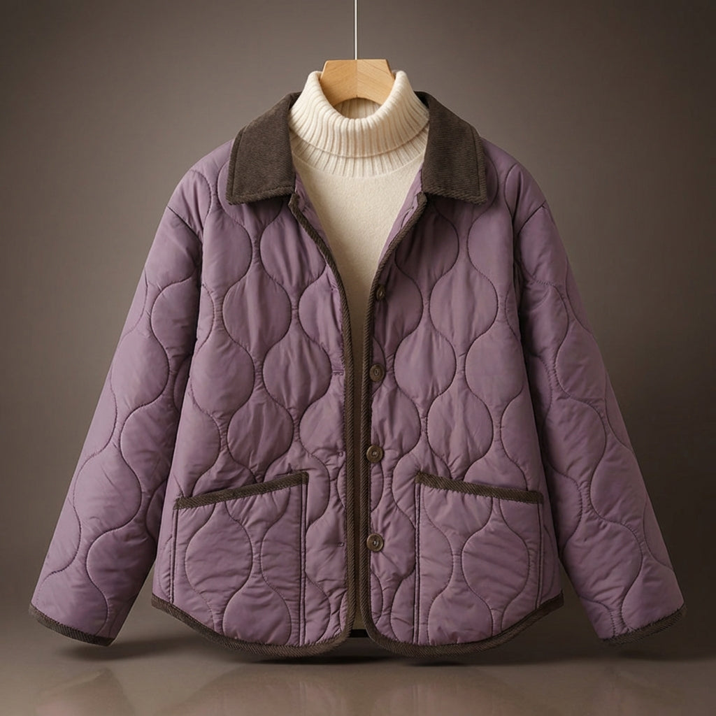Quilted Jacket Corduroy Collar Button Front