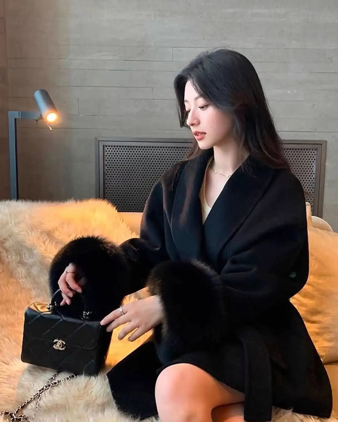 Women's Faux Fur Cuff Coat