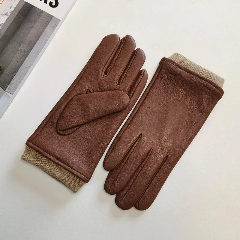 Men's Faux Leather Insulated Gloves