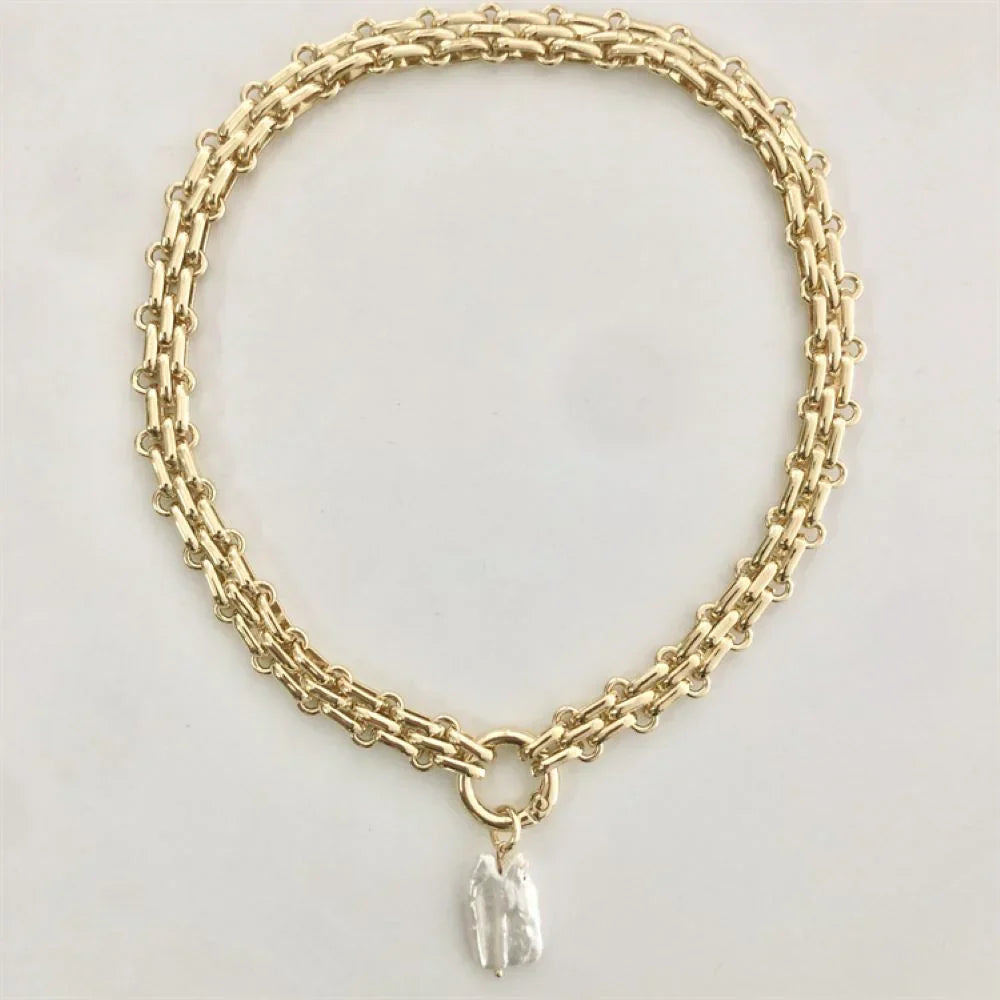 Freshwater Pearl Necklace Gold Silver Chain