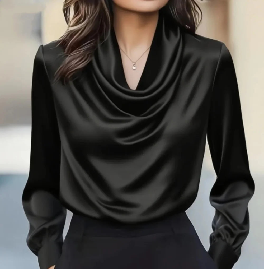 Women's Satin Cowl Neck Blouse