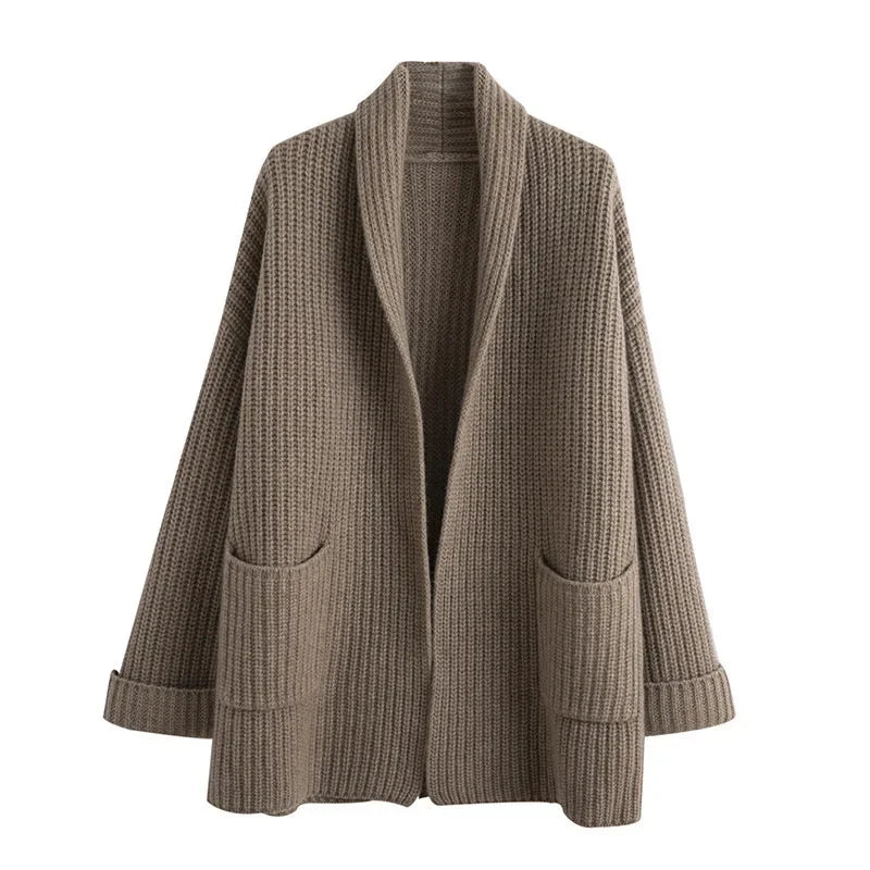 Women's Cardigan Sweater With Patch Pockets