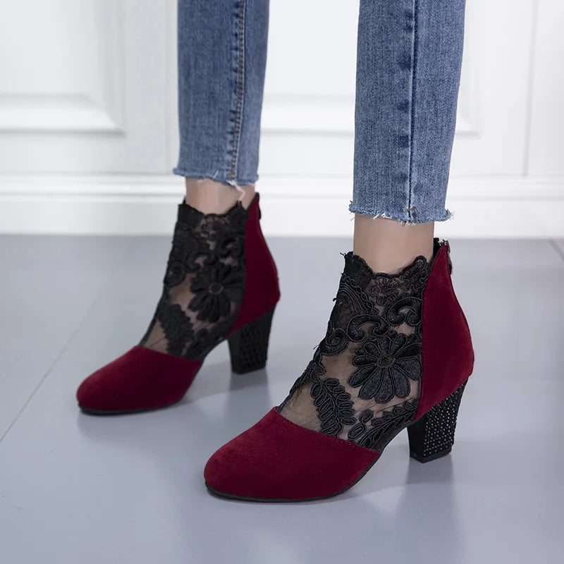 Women's Ankle Boots Patterned Block Heel