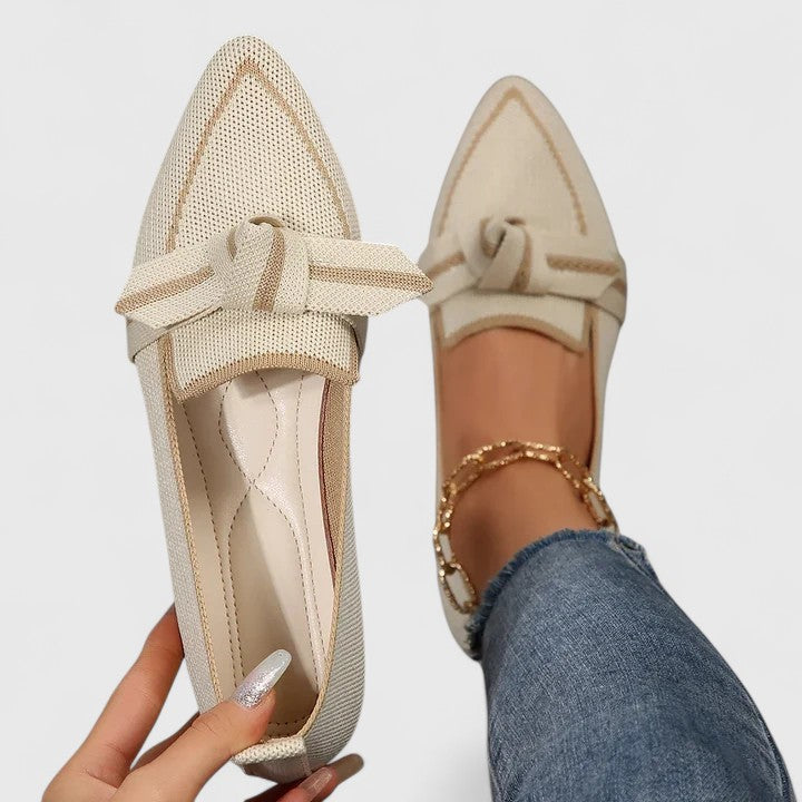 Women's Pointed Toe Slip-On Loafers Knot Detail