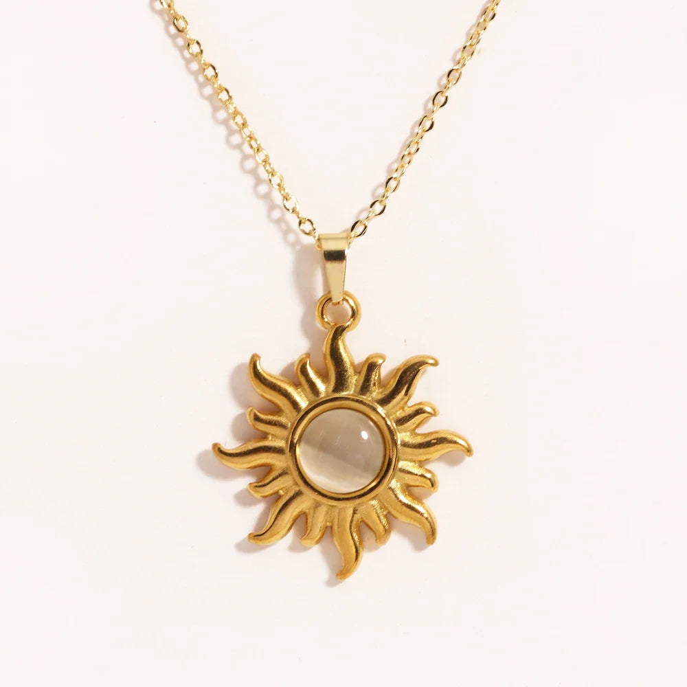 Aurora Spiral Sun Pendant Silver Tone