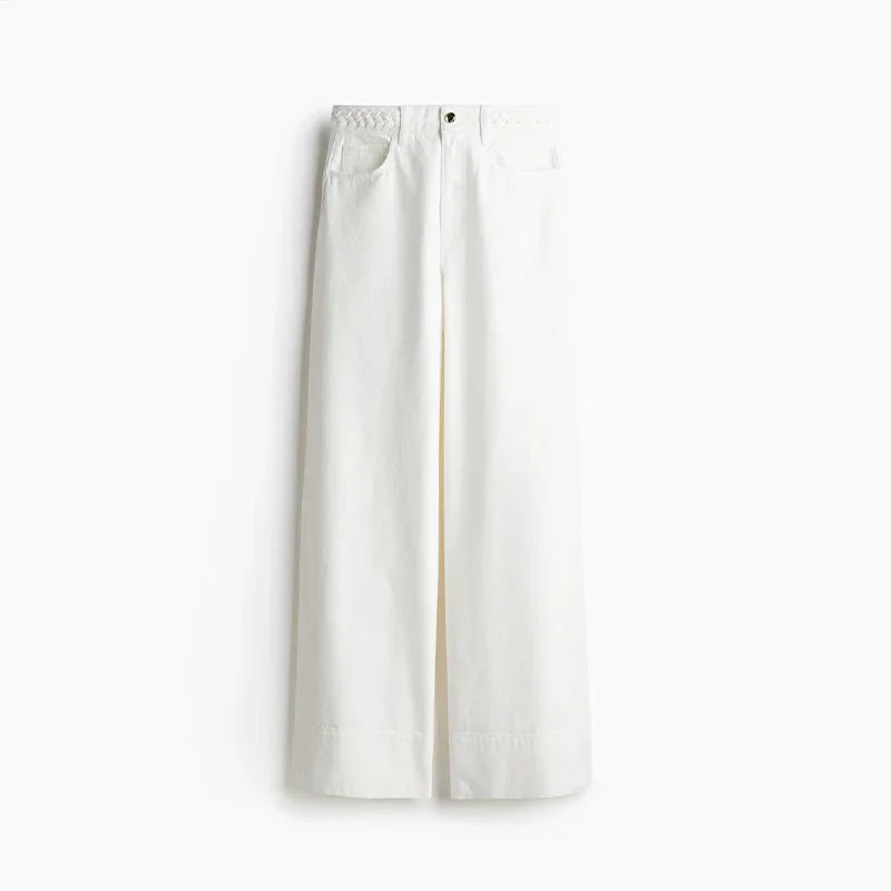 Women's Wide Leg Denim Trousers Loose Fit Low Waist Blue