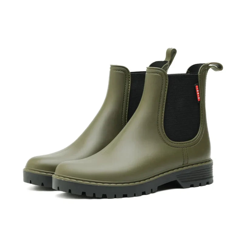 Women's Chelsea Rain Boots Waterproof Rubber Slip-Resistant