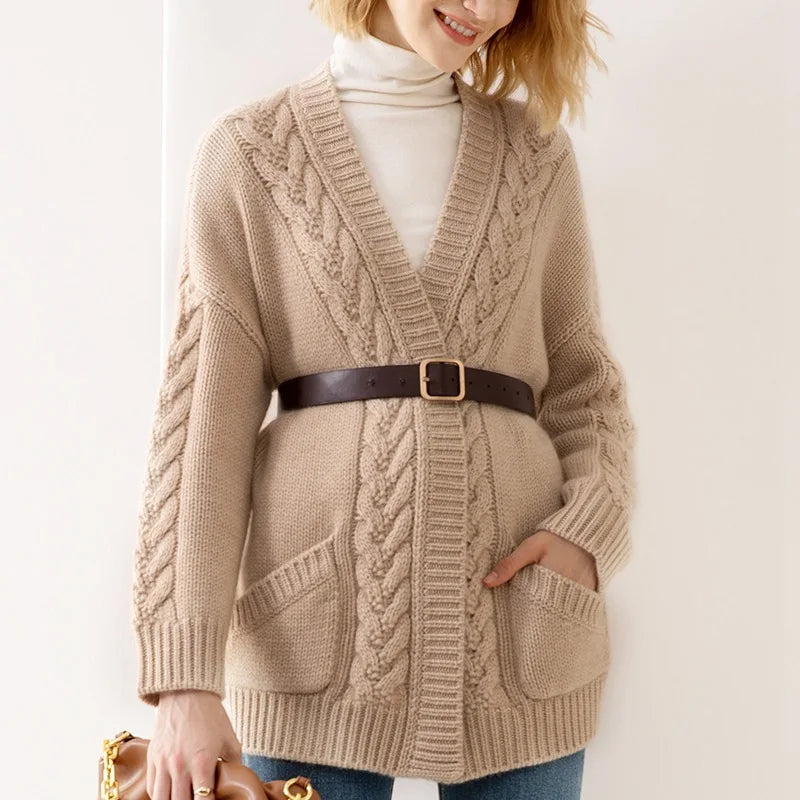 Women's Open-Front Cable Knit Cardigan