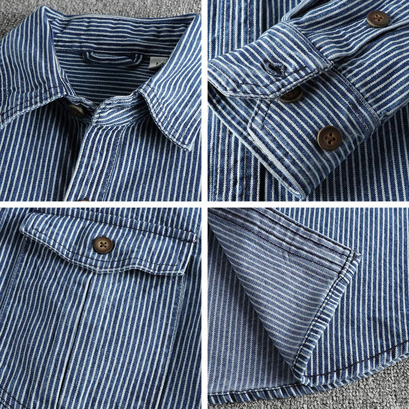 Men's Long Sleeve Striped Button Shirt