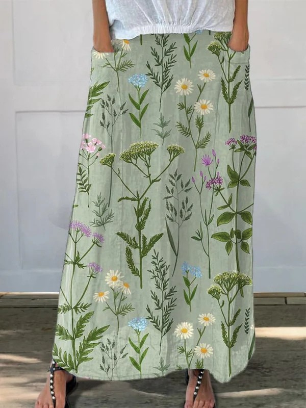 Women's Printed Pocket Skirt Floral Pattern - Vonnera
