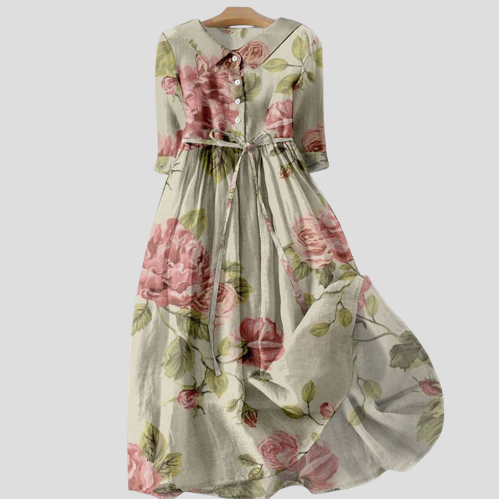 Women's Floral Lapel Dress - Vonnera