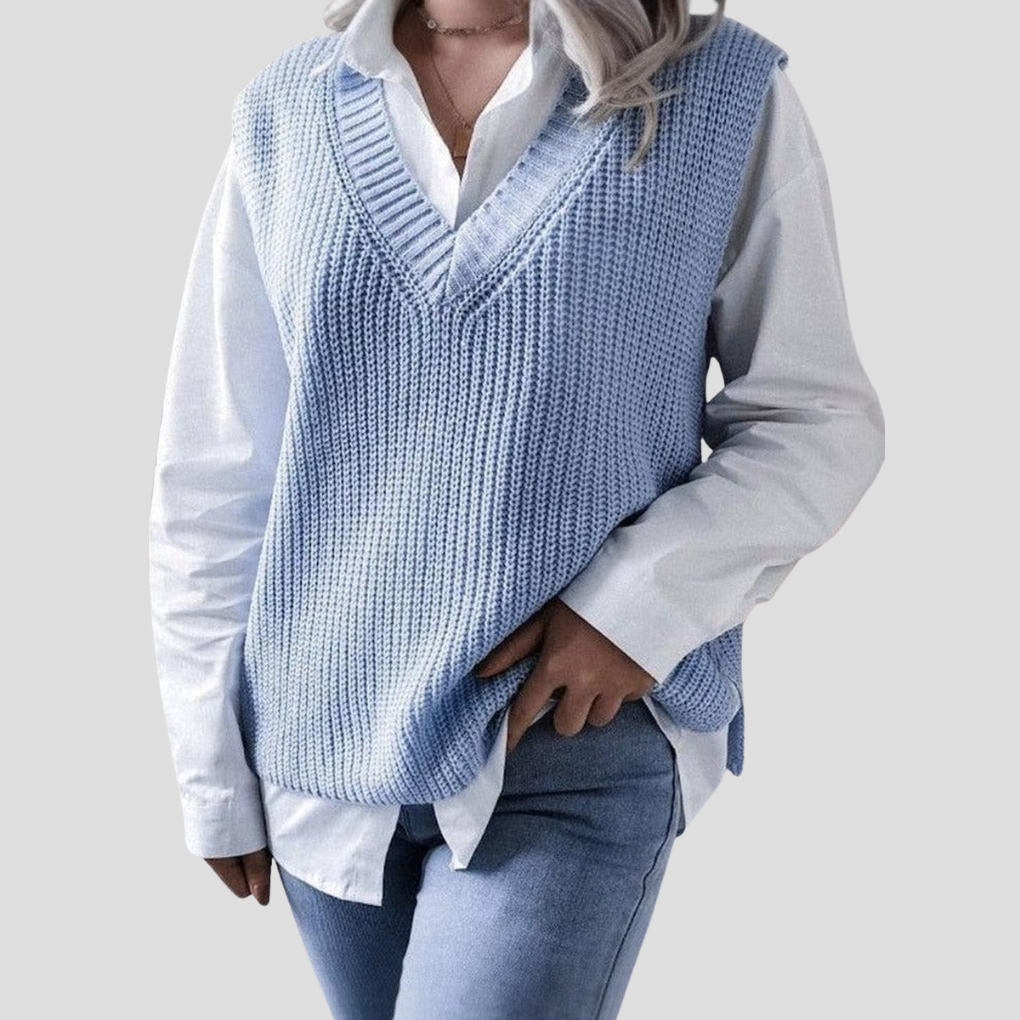 Women's Sleeveless V-Neck Sweater Blue - Vonnera