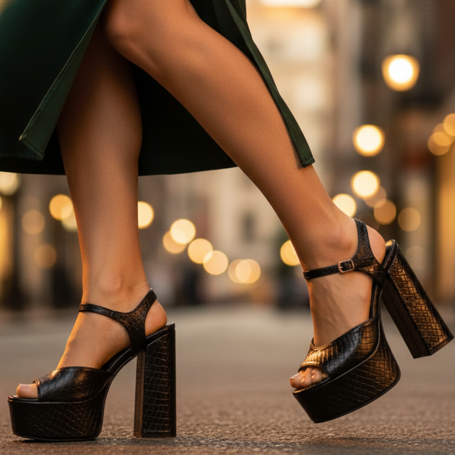 Women's Veloura Buckle Platform High Heels