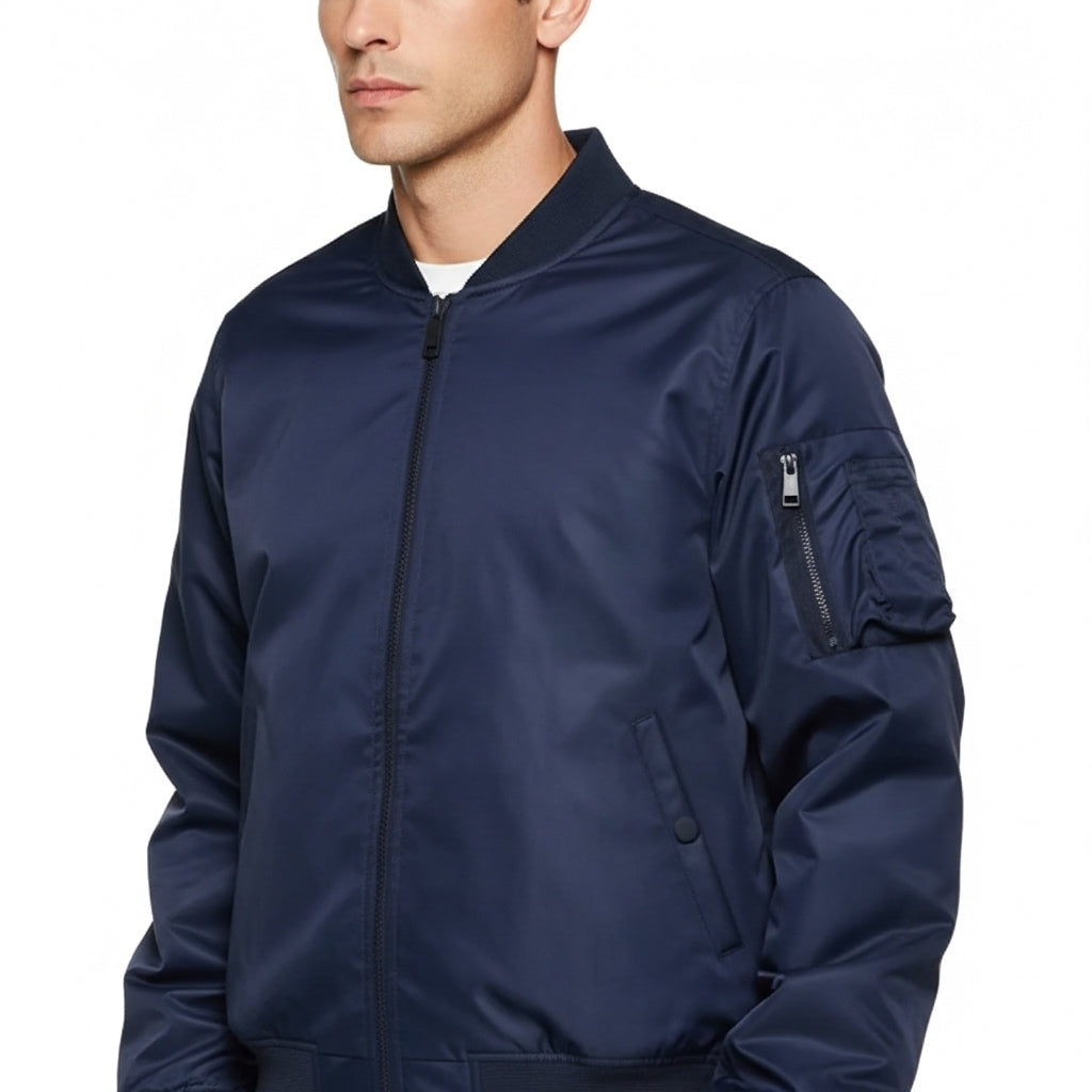 Men's Windproof Bomber Jacket Water Resistant Ma-1 Black