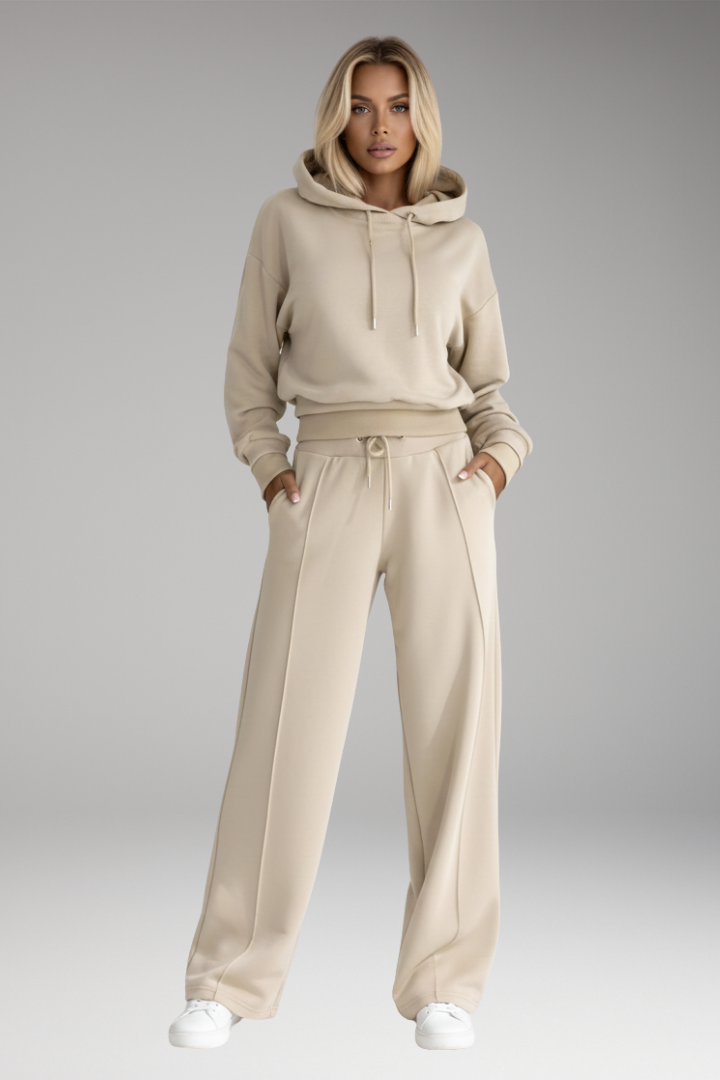 Women's Hooded Tracksuit Set Wide Leg Pants