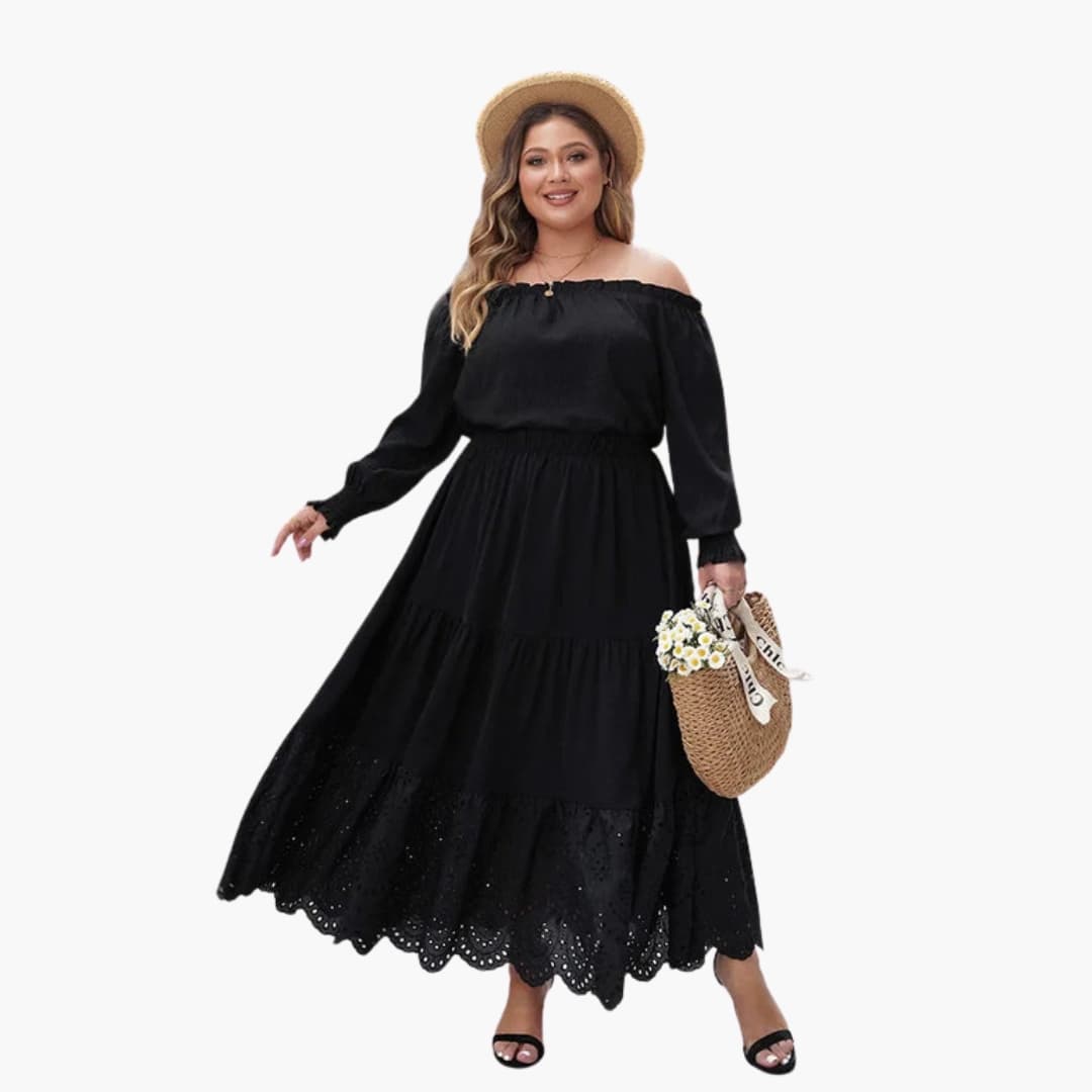 Women's A-Line Maxi Skirt Elastic Waistband Side Pockets - Vonnera
