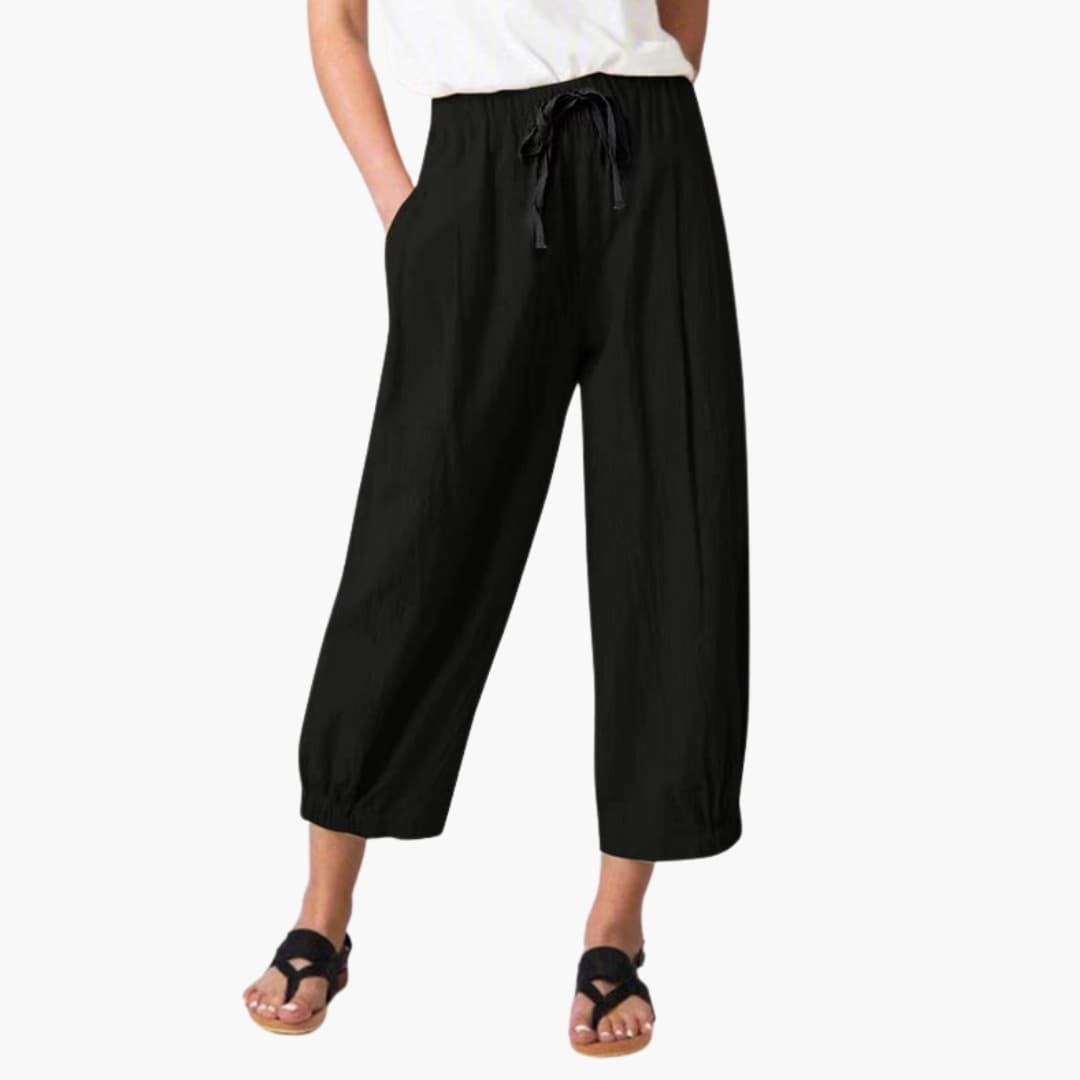 Women's Elastic Waist Ankle Pants with Drawstring