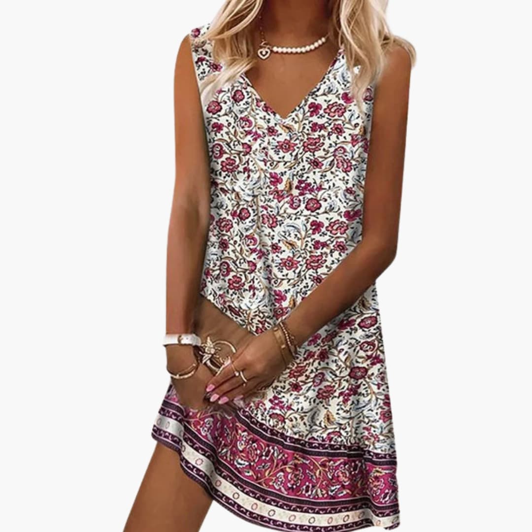 Women's V Neck Floral Beach Dress - Vonnera