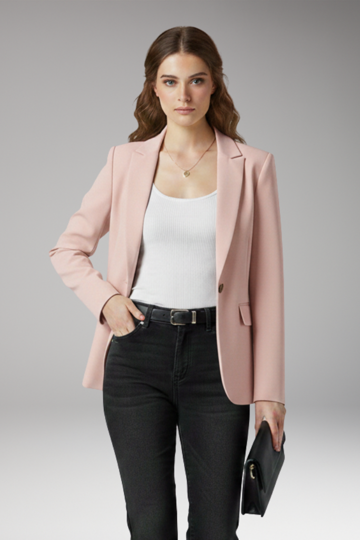 Women's Blazer Notched Lapel Button Front