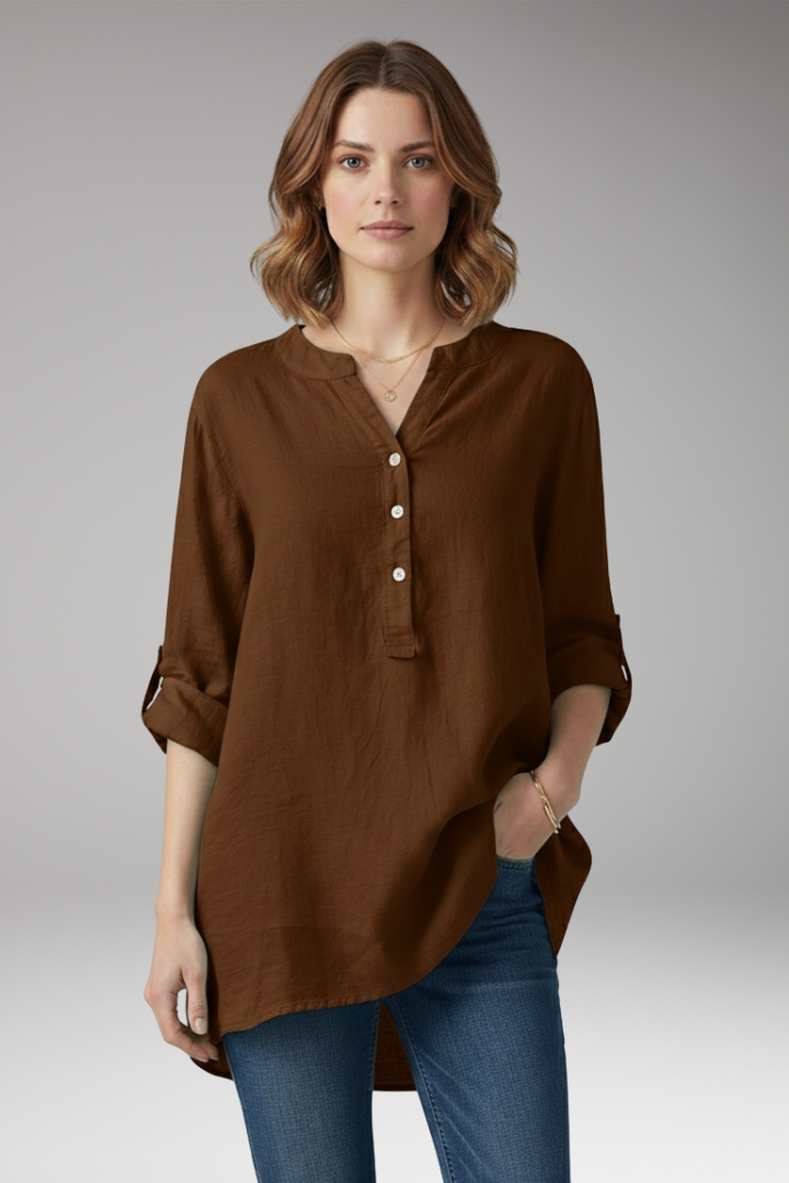 Women's V-Neck Button Blouse