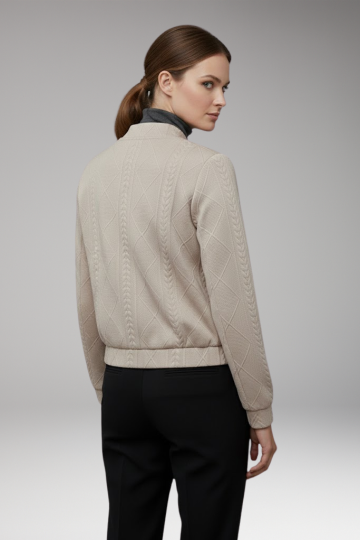 Women's Bomber Jacket Ribbed Cuffs Zip Front
