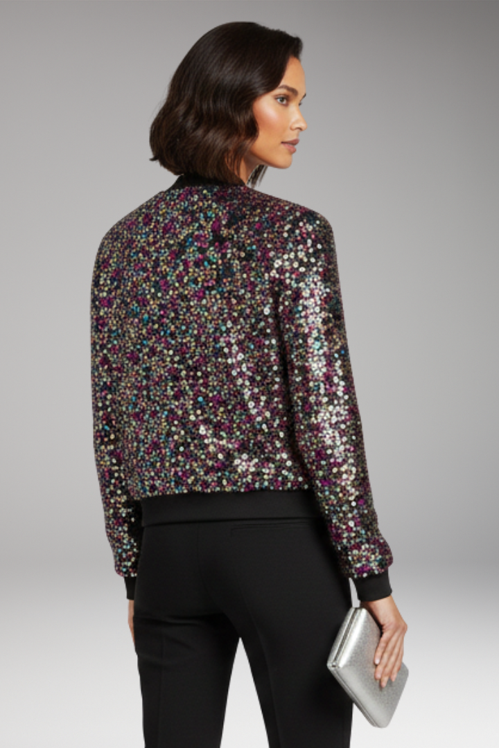 Women's Bomber Jacket Polka Dot V-Neck
