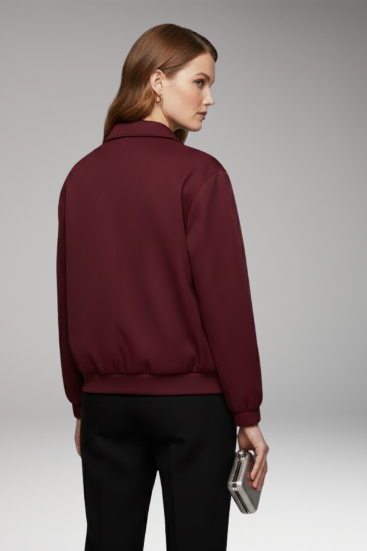 Women's Zipper Bomber Jacket with Side Pockets