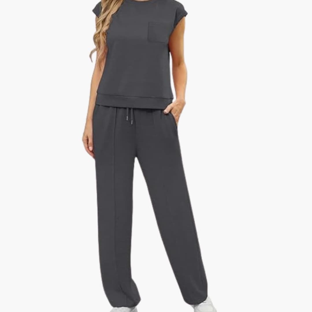 Women's Two Piece Set Cap Sleeve Drawstring Pants