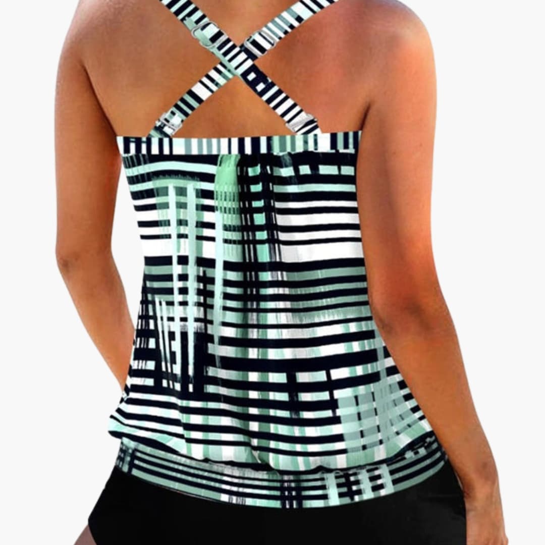 Women's Striped Tankini Swimsuit Two-Piece