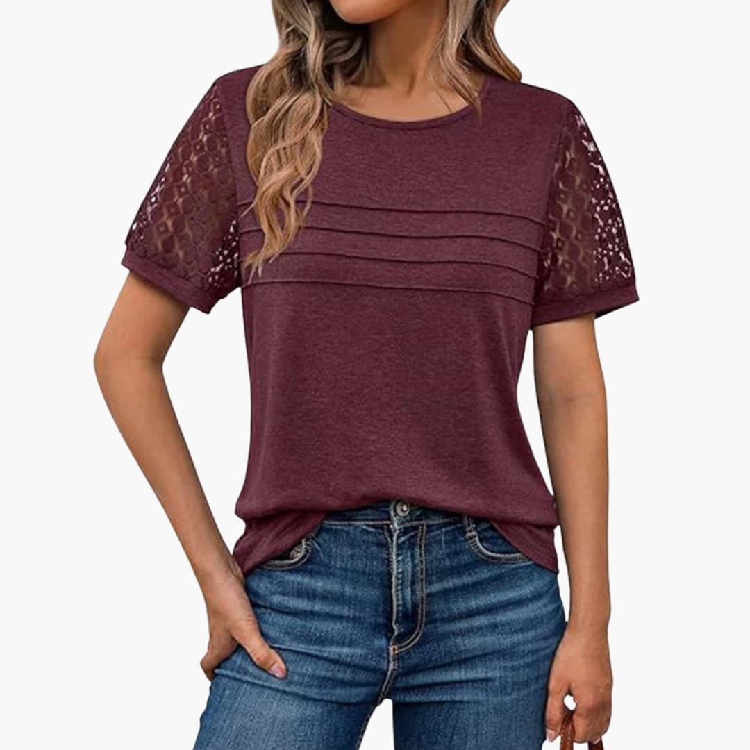 Women's Short Sleeve Crochet T-Shirt