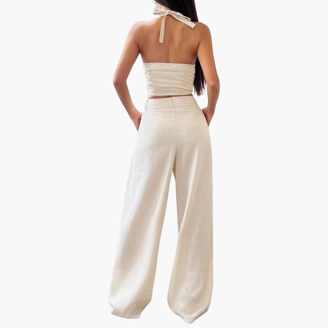 Women's Two Piece Crop Trousers Set