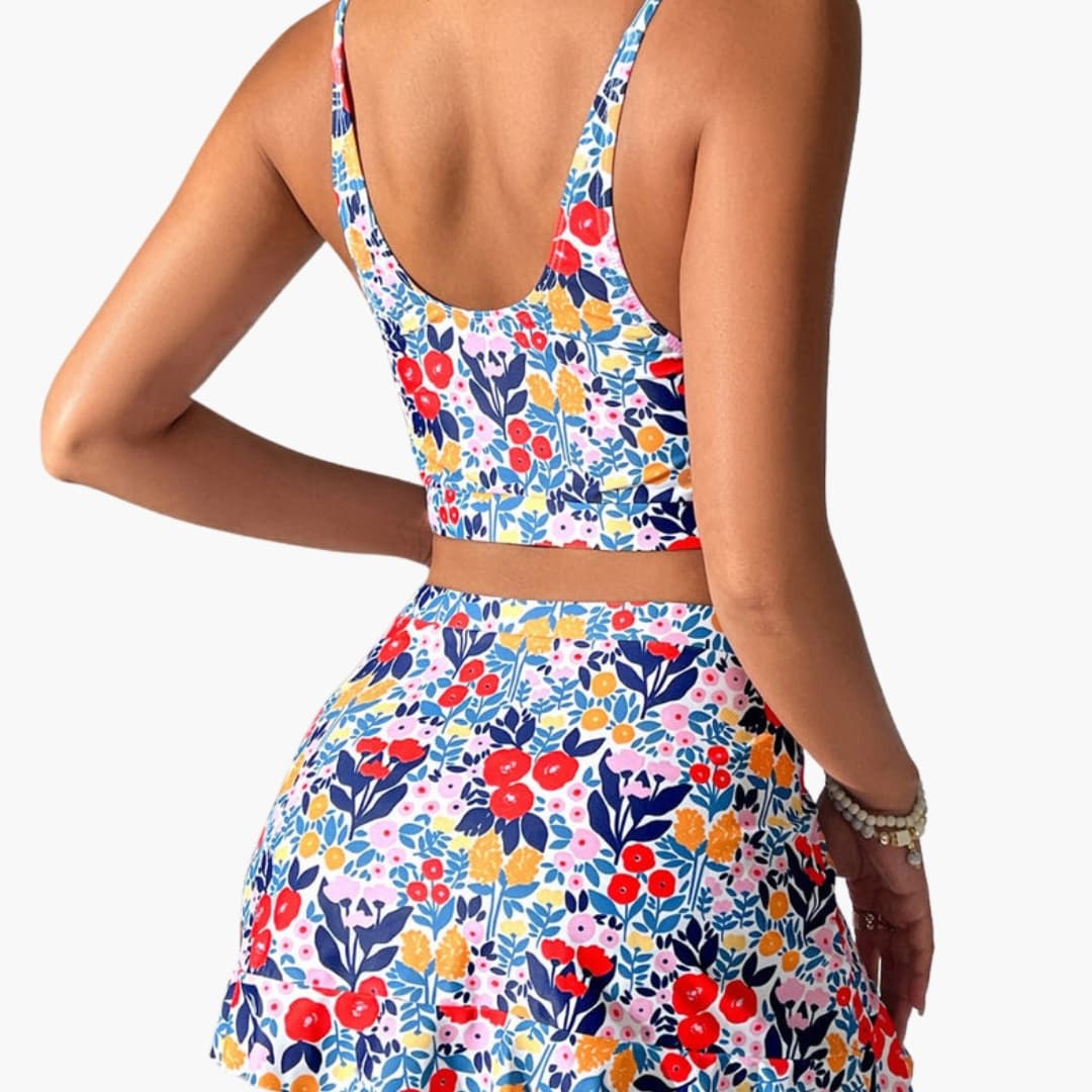 Women's Floral Two-Piece Crop Set