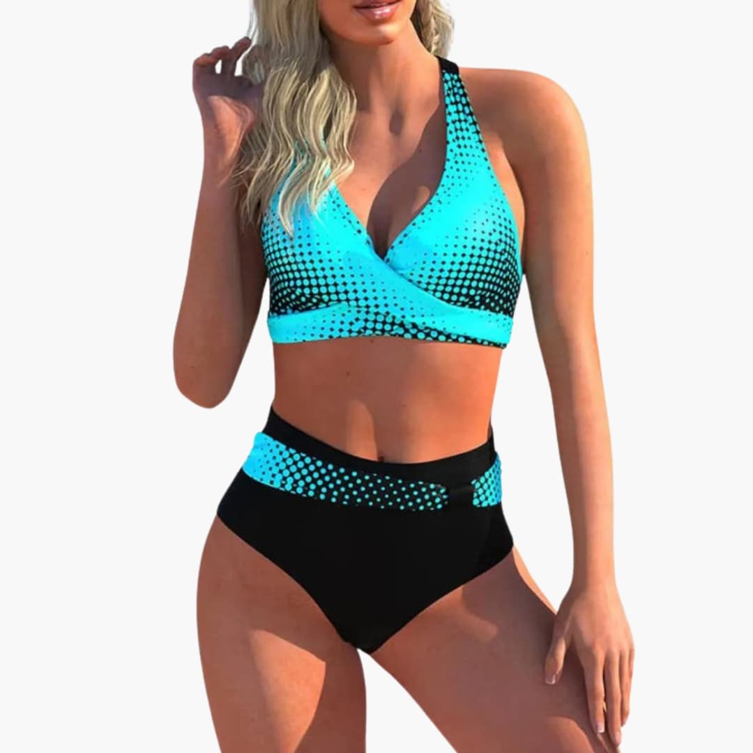 Women's High Waisted Cross Front Bikini Set